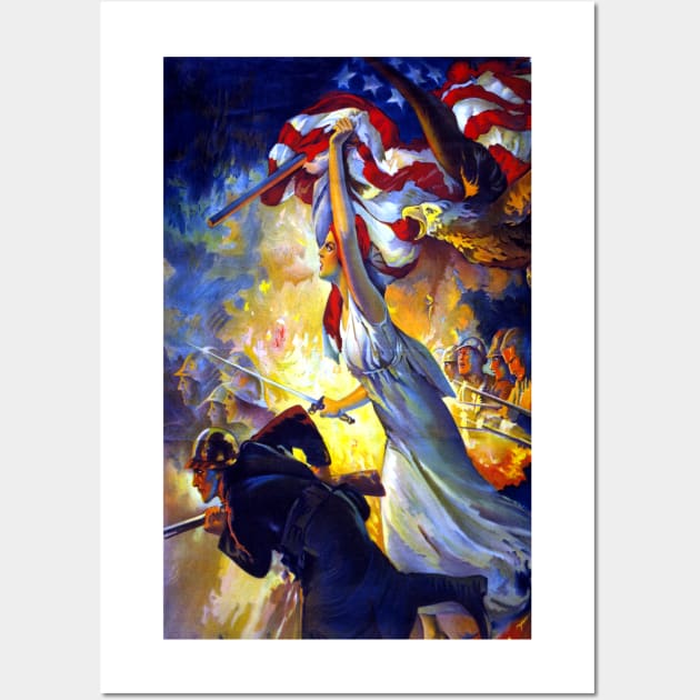 Lady Liberty with American Flag Wall Art by MasterpieceCafe